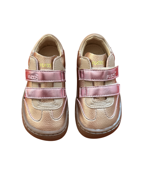 Zapatos infantiles respetuosos veganos nude y rosa con purpurina – piel sintética – Flexi Nens – Tallas 25 a 34