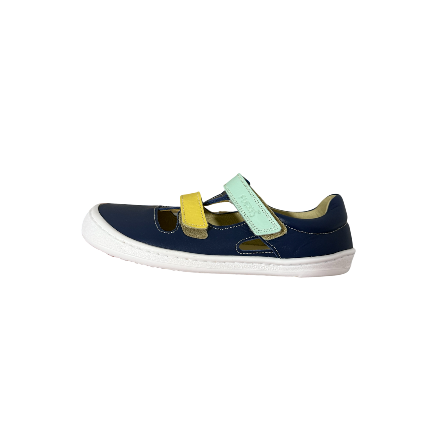 Sandalias Azul Marino con Velcros Amarillo y Menta con Contrafuerte (Tallas 24-34)
