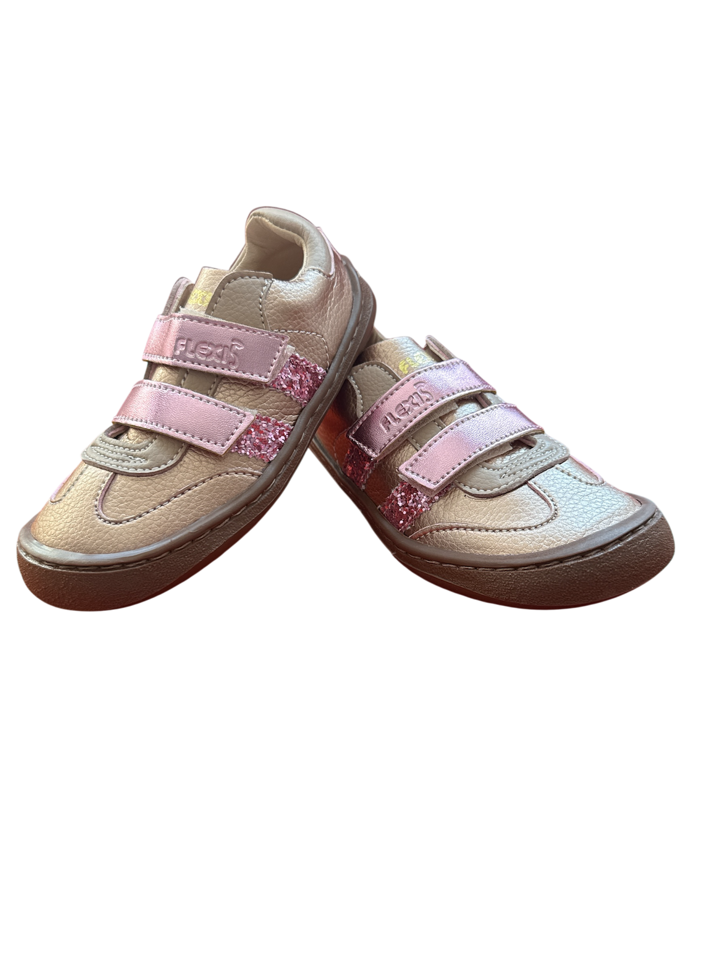 Zapatos infantiles respetuosos veganos nude y rosa con purpurina – piel sintética – Flexi Nens – Tallas 25 a 34